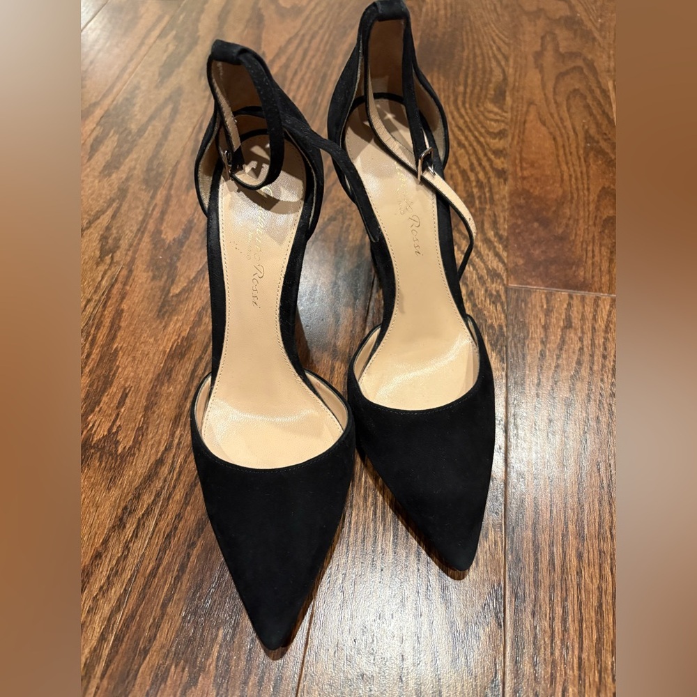 Gianvito Rossi Black Suede Ankle Strap Pumps – Made in Italy – Size 35.5
